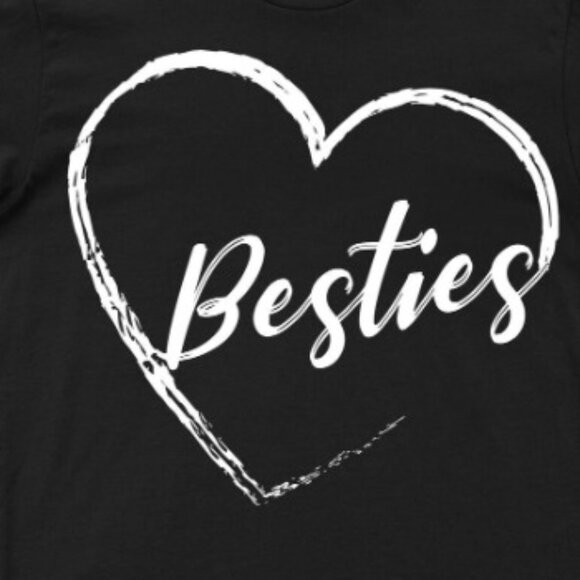 Besties Love Heart Best Friends T-Shirt - Picture 2 of 4